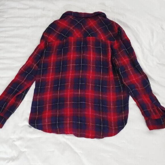 Cottagecore Garage Super Soft Rayon Plaid Red and Blue Shirt- Size M - Picture 9 of 10